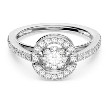 Swarovski Sparkling Dance 戒指, 圆形切割, 白色, 镀铑 - Swarovski, 5482500