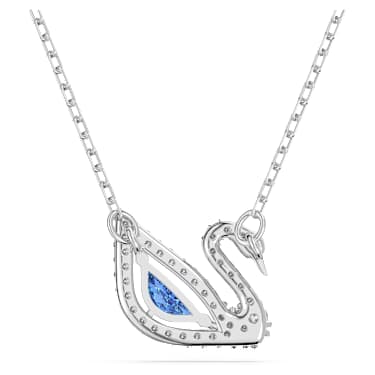 Dazzling Swan 项链, 天鹅, 蓝色, 镀铑 - Swarovski, 5521074