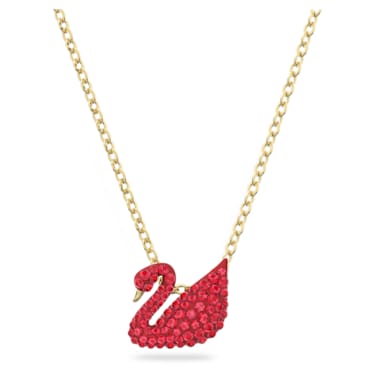 Swarovski Iconic Swan 链坠, 天鹅, 小号, 红色, 镀金色调 - Swarovski, 5527407