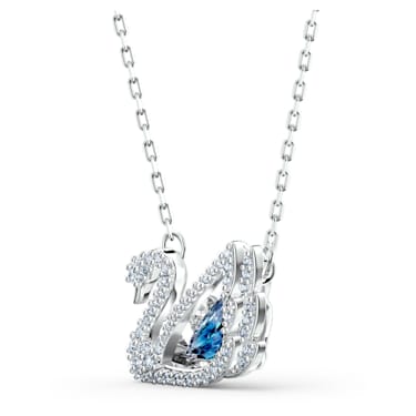 Dancing Swan 项链, 天鹅, 蓝色, 镀铑 - Swarovski, 5533397
