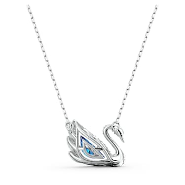 Dancing Swan 项链, 天鹅, 蓝色, 镀铑 - Swarovski, 5533397