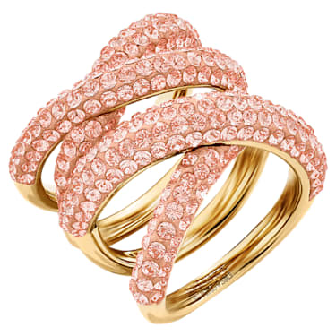 Tigris 宽戒指, 粉红色, 镀金色调 - Swarovski, 5535942
