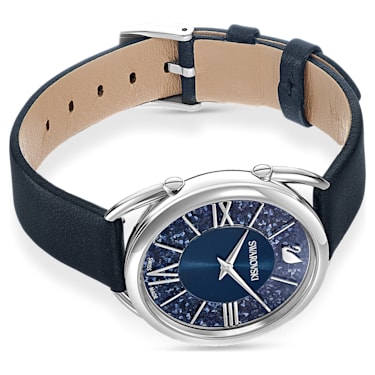 Crystalline Glam 腕表, 瑞士制造, 真皮表带, 蓝色, 不锈钢 - Swarovski, 5537961
