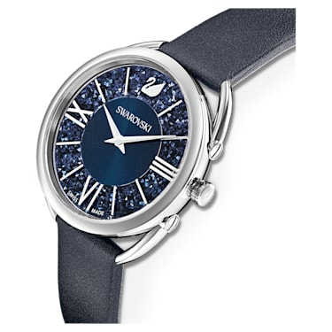 Crystalline Glam 腕表, 瑞士制造, 真皮表带, 蓝色, 不锈钢 - Swarovski, 5537961