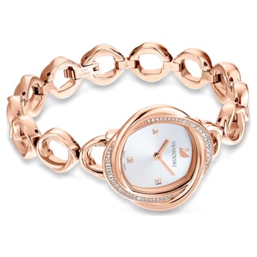 Crystal Flower 腕表, 瑞士制造, 金属手链, 玫瑰金色调, 玫瑰金色调润饰 - Swarovski, 5547626