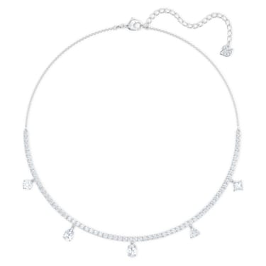 Tennis Deluxe 束颈项链, 混合切割, 白色, 镀铑 - Swarovski, 5562084