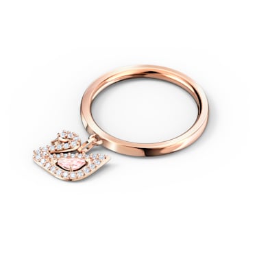 Dazzling Swan 戒指, 天鹅, 粉红色, 镀玫瑰金色调 - Swarovski, 5569923