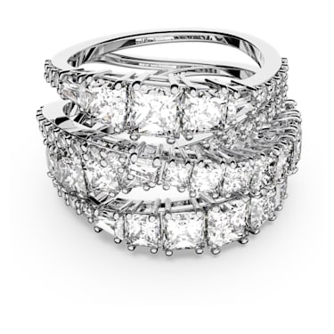 Twist Wrap 戒指, 混合切割, 白色, 镀铑 - Swarovski, 5584646