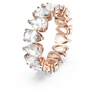 Vittore 戒指, 水滴切割, 白色, 镀玫瑰金色调 - Swarovski, 5586163
