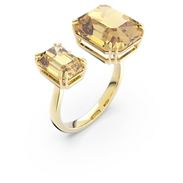 Millenia 开口戒指, 八角形切割, 黄色, 镀金色调 - Swarovski, 5600916