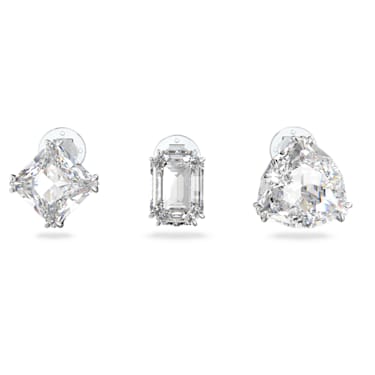 Millenia 夹式耳环, 套装（3）、非对称设计, 白色, 镀铑 - Swarovski, 5602413