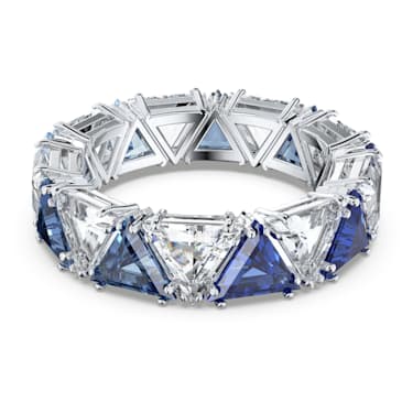 Ortyx 个性戒指, 三角形切割, 蓝色, 镀铑 - Swarovski, 5608526