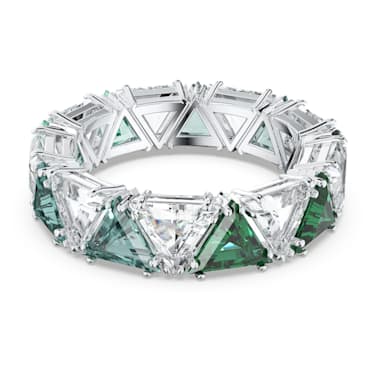 Ortyx 个性戒指, 三角形切割, 绿色, 镀铑 - Swarovski, 5608530