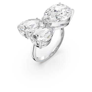 Millenia 个性戒指, 梨形切割, 白色, 镀铑 - Swarovski, 5608999