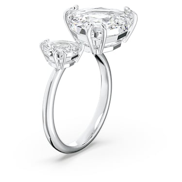 Millenia 开口戒指, 三菱形切割, 白色, 镀铑 - Swarovski, 5609007