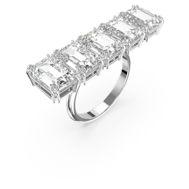 Millenia 戒指, 八角形切割, 白色, 镀铑 - Swarovski, 5609008