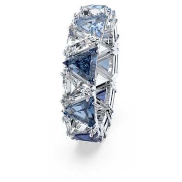 Ortyx 个性戒指, 三角形切割, 蓝色, 镀铑 - Swarovski, 5610396