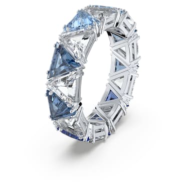 Ortyx 个性戒指, 三角形切割, 蓝色, 镀铑 - Swarovski, 5610732