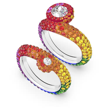 Tigris 戒指, 套装 (2)、混合切割, 水滴, 彩色, 镀铑 - Swarovski, 5611135