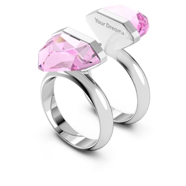 Lucent 戒指, 磁扣, 梨形切割, 粉红色, 镀铑 - Swarovski, 5613558