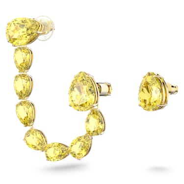 Millenia 耳骨夹, 套装 (2), 非对称设计, 梨形切割, 黄色, 镀金色调 - Swarovski, 5613640