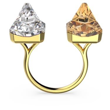 Ortyx 开口戒指, 金字塔切割, 黄色, 镀金色调 - Swarovski, 5613678