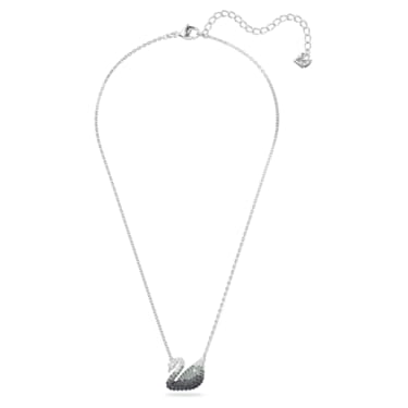 Swarovski Iconic Swan 链坠, 天鹅, 灰色, 镀铑 - Swarovski, 5614103
