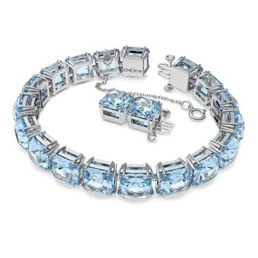 Millenia 手链, 方形切割, 长, 蓝色, 镀铑 - Swarovski, 5614924
