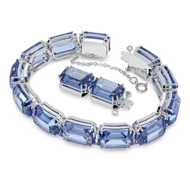 Millenia 手链, 八角形切割, 蓝色, 镀铑 - Swarovski, 5614927