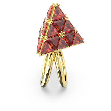 Curiosa 个性戒指, 三角形切割, 红色, 镀金色调 - Swarovski, 5618250