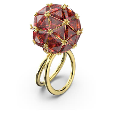 Curiosa 个性戒指, 三角形切割，圆形, 红色, 镀金色调 - Swarovski, 5618251