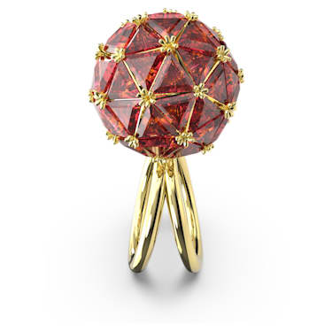 Curiosa 个性戒指, 三角形切割，圆形, 红色, 镀金色调 - Swarovski, 5618251