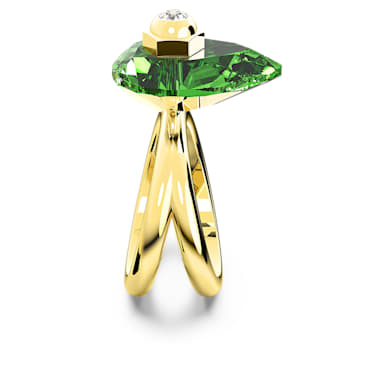 Numina 戒指, 梨形切割, 绿色, 镀金色调 - Swarovski, 5619441