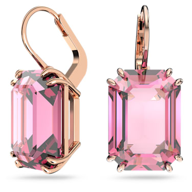 Millenia 水滴形耳环, 八角形切割, 粉红色, 镀玫瑰金色调 - Swarovski, 5619502