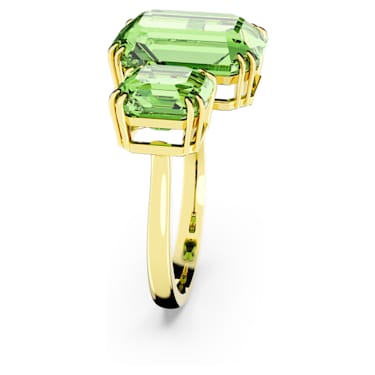 Millenia 开口戒指, 八角形切割, 绿色, 镀金色调 - Swarovski, 5619630