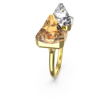 Ortyx 开口戒指, 金字塔切割, 黄色, 镀金色调 - Swarovski, 5620720