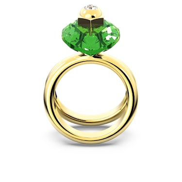 Numina 戒指, 梨形切割, 绿色, 镀金色调 - Swarovski, 5620765