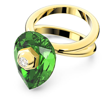 Numina 戒指, 梨形切割, 绿色, 镀金色调 - Swarovski, 5620767