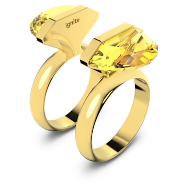 Lucent 戒指, 磁扣, 黄色, 镀金色调 - Swarovski, 5621074