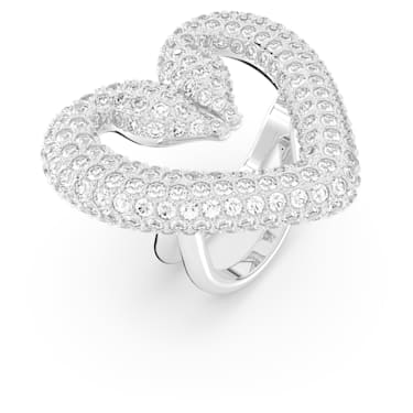 Una 个性戒指, 心形, 长, 白色, 镀铑 - Swarovski, 5627370