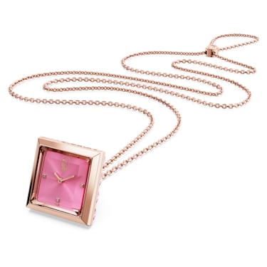 链坠手表, 三角形切割, 粉红色, 玫瑰金色调润饰 - Swarovski, 5628296