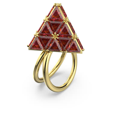 Curiosa 个性戒指, 三角形切割, 红色, 镀金色调 - Swarovski, 5630290