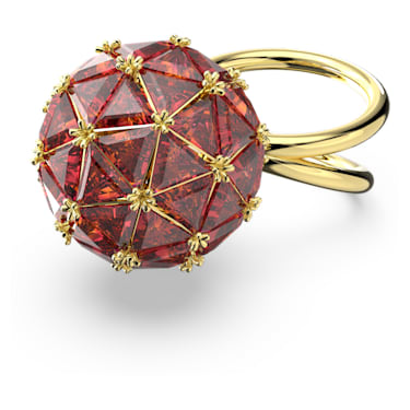Curiosa 个性戒指, 三角形切割，圆形, 红色, 镀金色调 - Swarovski, 5630293