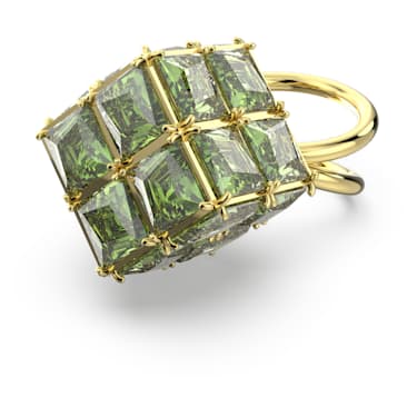 Curiosa 个性戒指, 方形切割, 绿色, 镀金色调 - Swarovski, 5630298