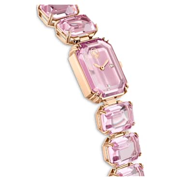 腕表, 八角形切割手链, 粉红色, 玫瑰金色调润饰 - Swarovski, 5630837
