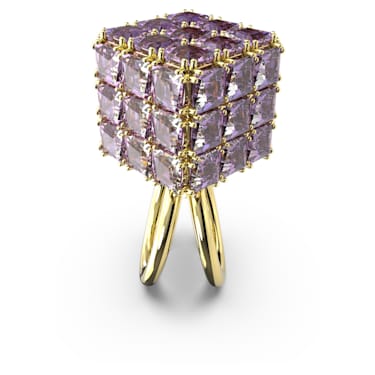 Curiosa 个性戒指, 方形切割, 紫色, 镀金色调 - Swarovski, 5633644