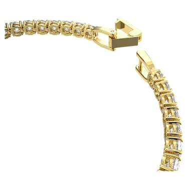 Tennis Deluxe 手链, 圆形切割, 白色, 镀金色调 - Swarovski, 5633859