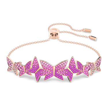 Lilia 手链, 蝴蝶, 粉红色, 镀玫瑰金色调 - Swarovski, 5636431