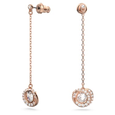 Generation 水滴形耳环, 短, 白色, 镀玫瑰金色调 - Swarovski, 5636516