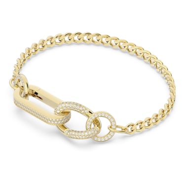 Dextera 手链, 密鑲, 混合連結, 白色, 镀金色调 - Swarovski, 5636740